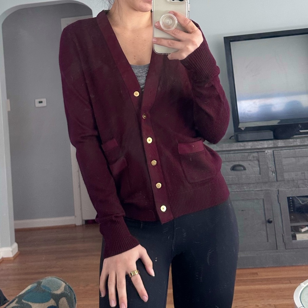J.Crew red/burgundy button up cardigan size small new with tags.